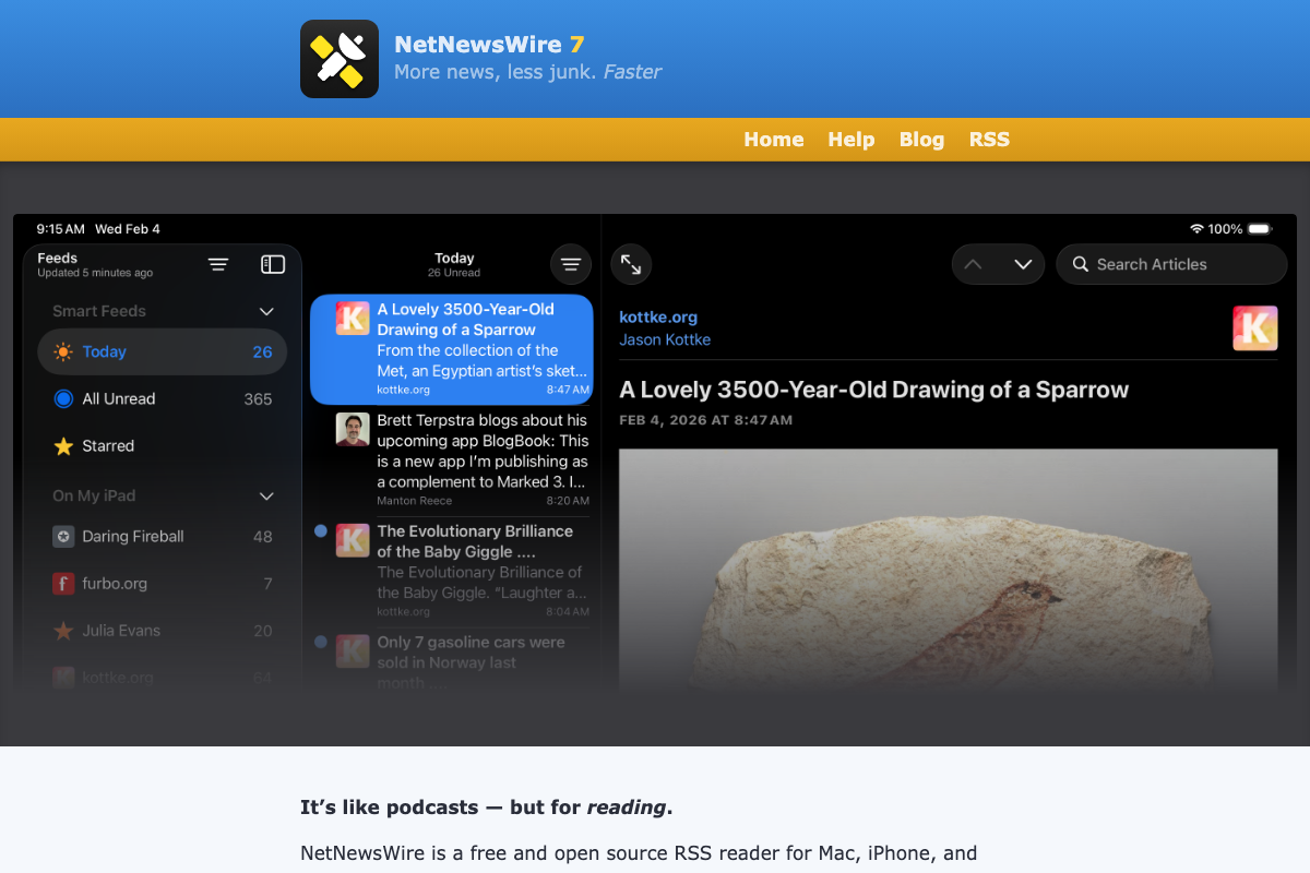 Captura de pantalla de NetNewsWire