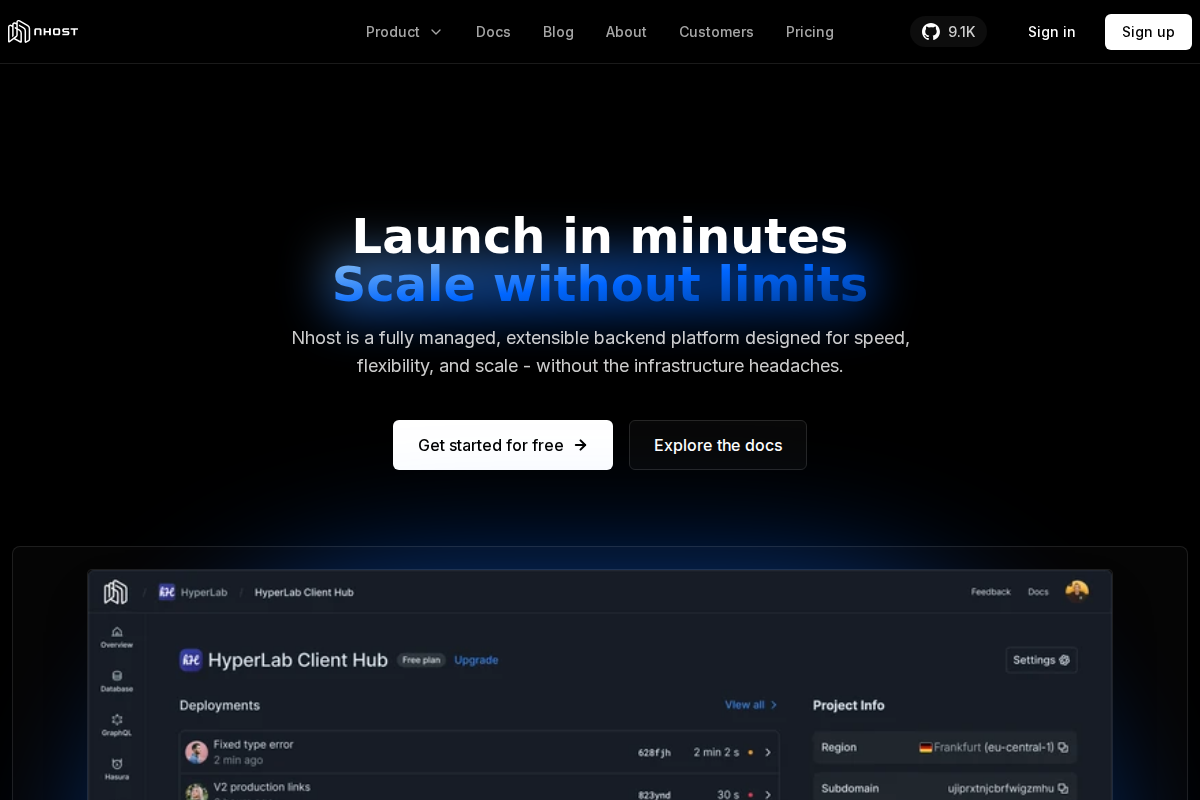 Captura de pantalla de Nhost