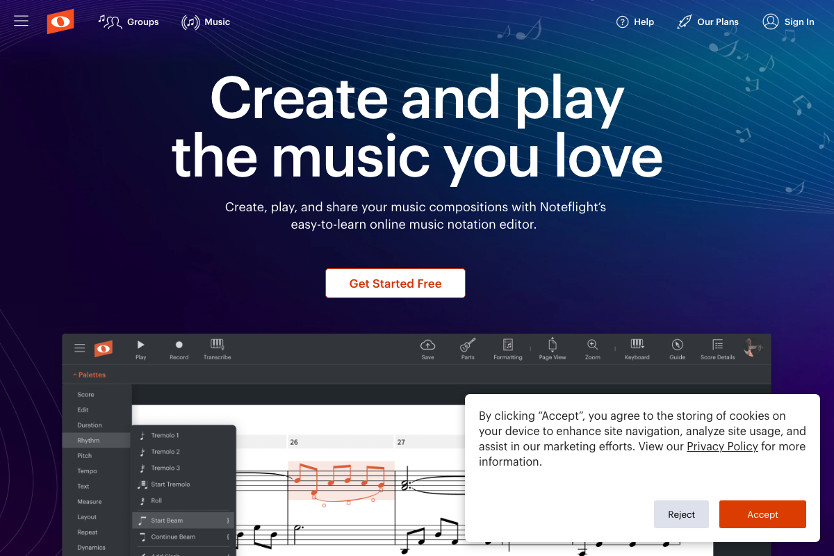 Captura de pantalla de Noteflight