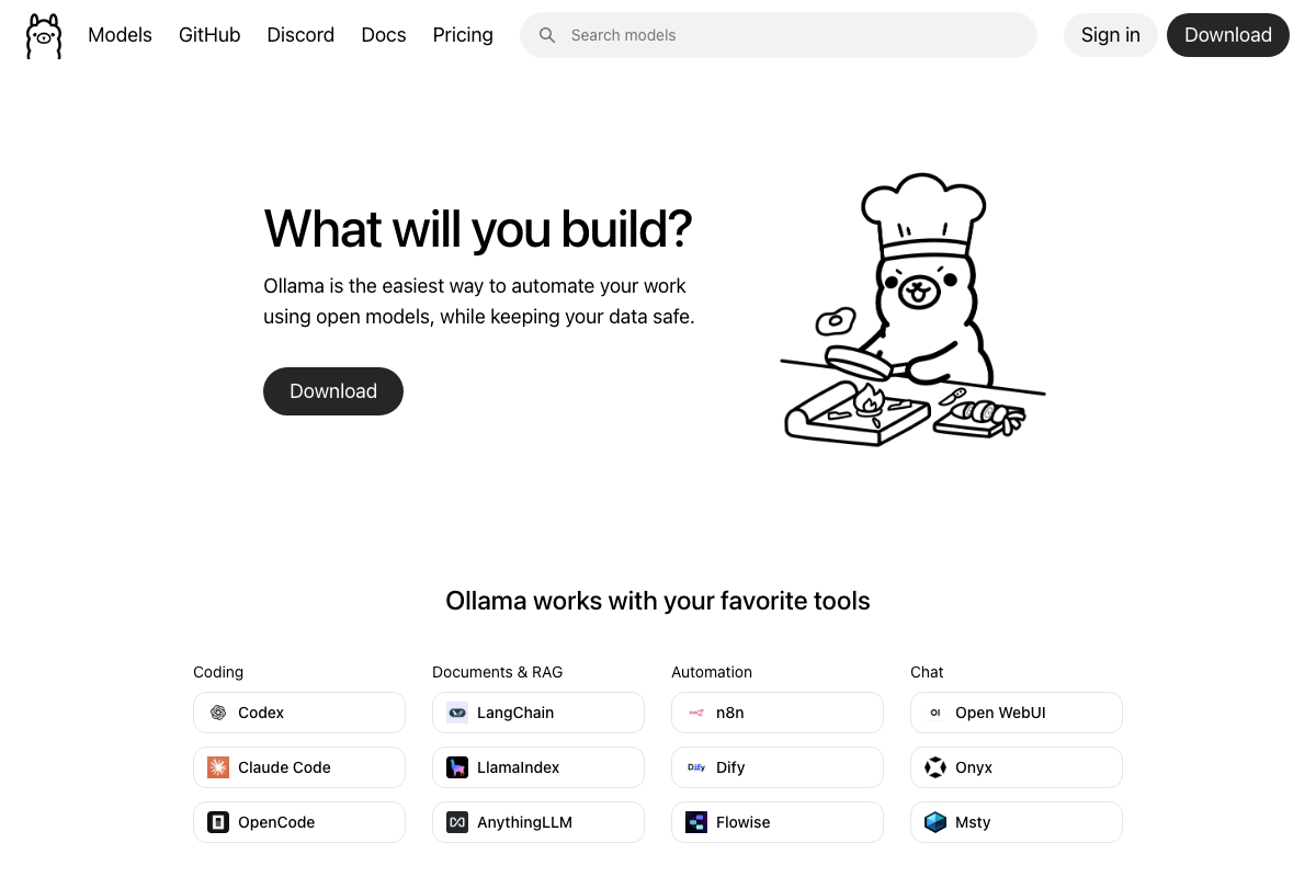Captura de pantalla de Ollama