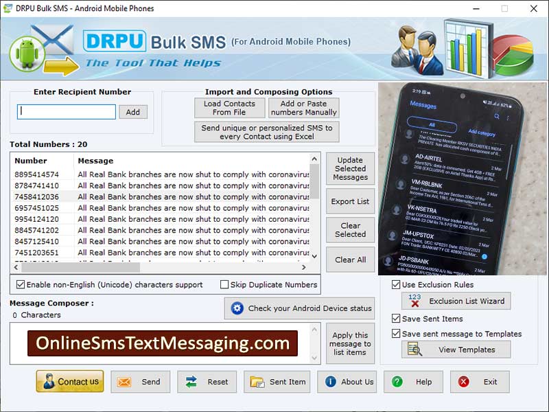 Captura de pantalla de Android Mobile Text Messaging