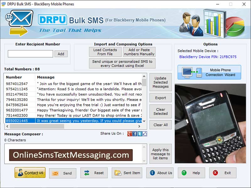 Captura de pantalla de Text Messaging Software for Blackberry