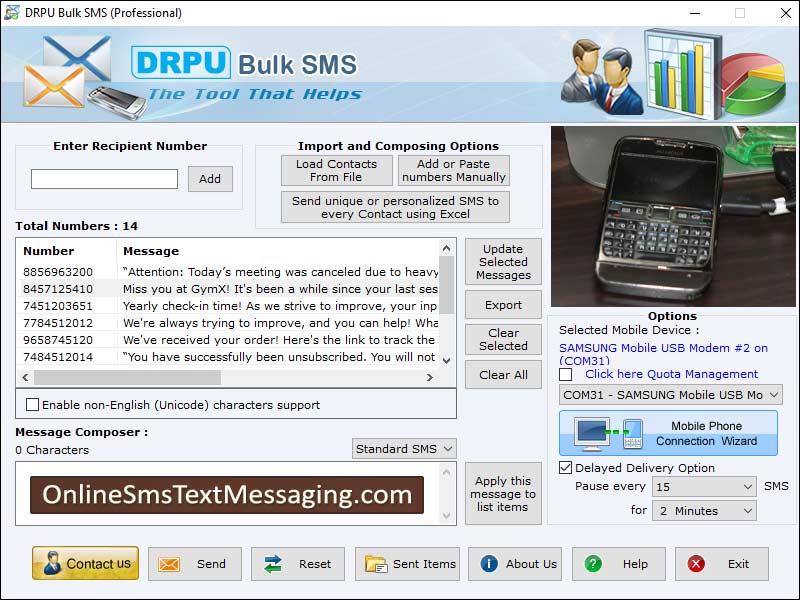 Captura de pantalla de Online Bulk SMS