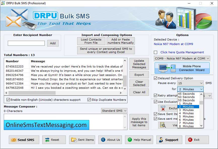 Captura de pantalla de GSM Text Messaging Software