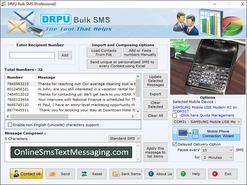 Captura de pantalla de Online Text Messaging