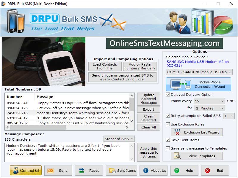Captura de pantalla de Online SMS GSM Software