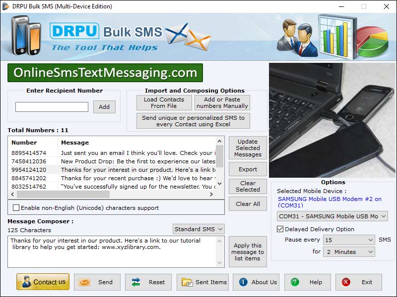 Captura de pantalla de Multi Mobile Messaging Software