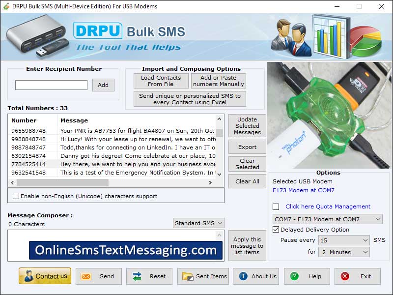 Captura de pantalla de Modems Text Messaging Program