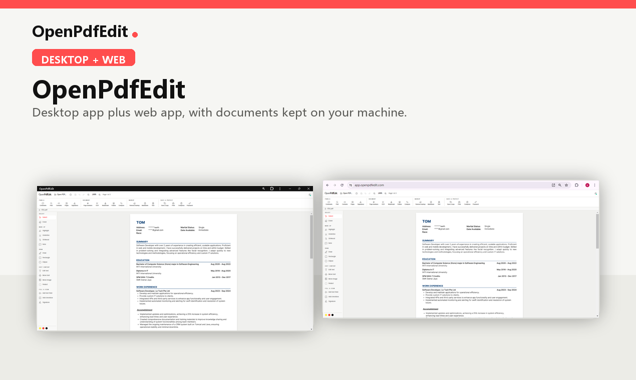 Captura de pantalla de OpenPdfEdit