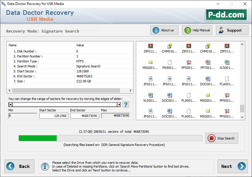 Captura de pantalla de Removable Media Data Recovery Software