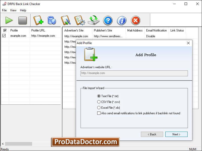 Captura de pantalla de Reciprocal Links Monitor Software