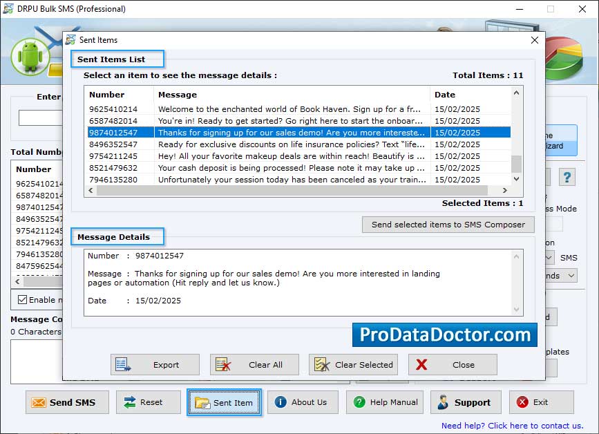 Captura de pantalla de Text Messaging Software
