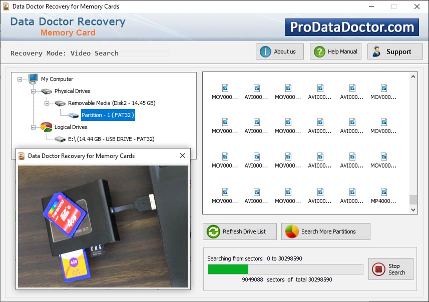 Captura de pantalla de Memory Card Recovery Software