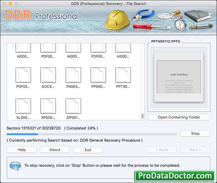 Captura de pantalla de Mac Data Recovery Program