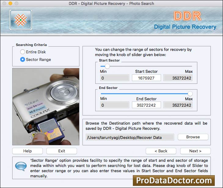 Captura de pantalla de Mac Photo Recover