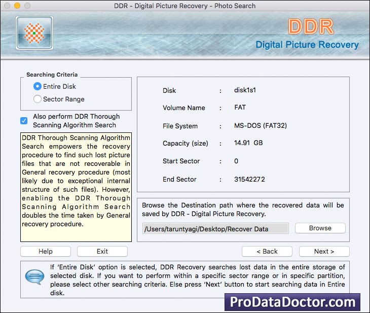 Captura de pantalla de Card Recovery for Mac