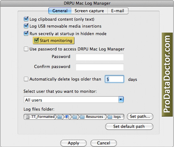 Captura de pantalla de Keylogger Mac OS