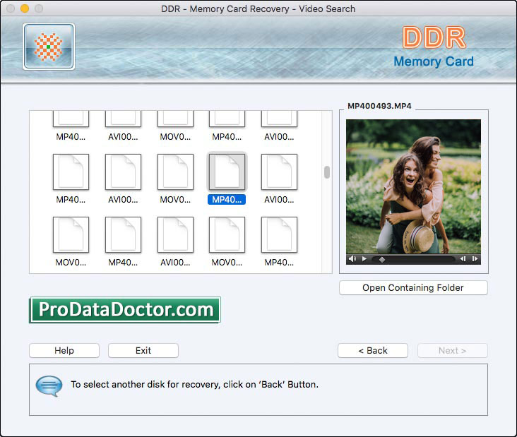 Captura de pantalla de Flash Card Recovery Mac