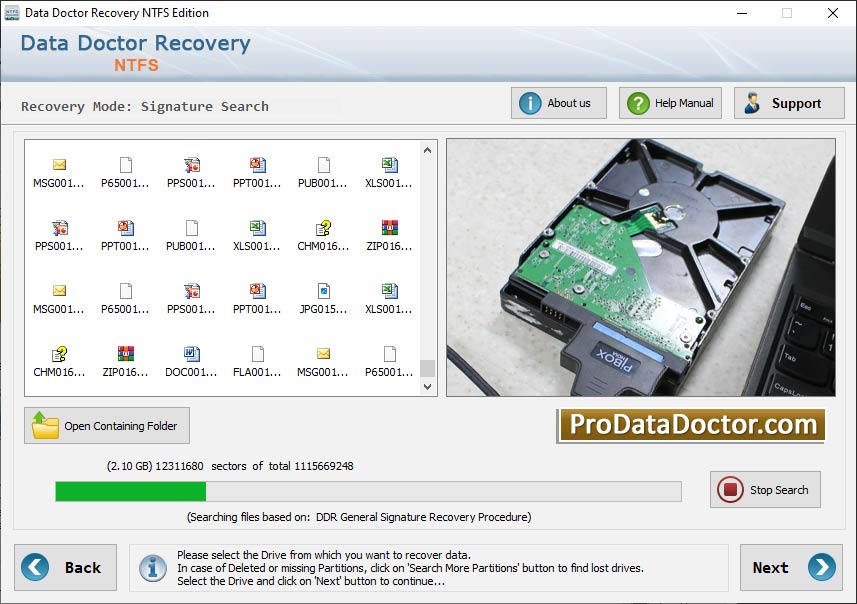 Captura de pantalla de Windows NTFS Data Recovery