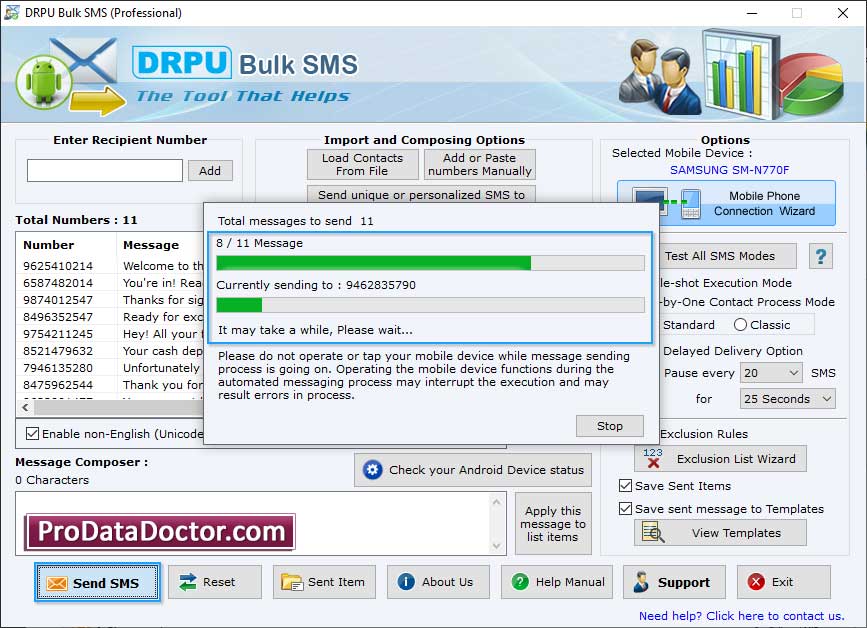 Captura de pantalla de PC to Mobile Bulk SMS