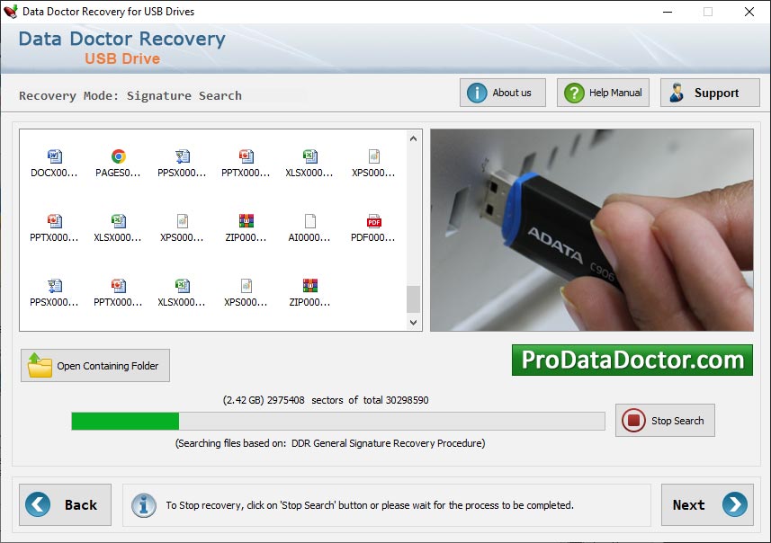 Captura de pantalla de USB Drive Recovery