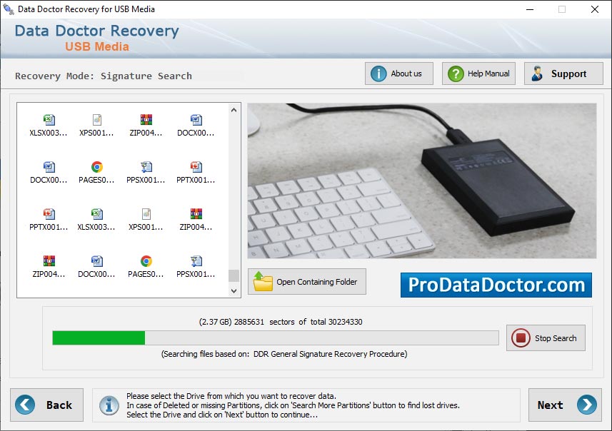 Captura de pantalla de Removable Media Restoration Tool