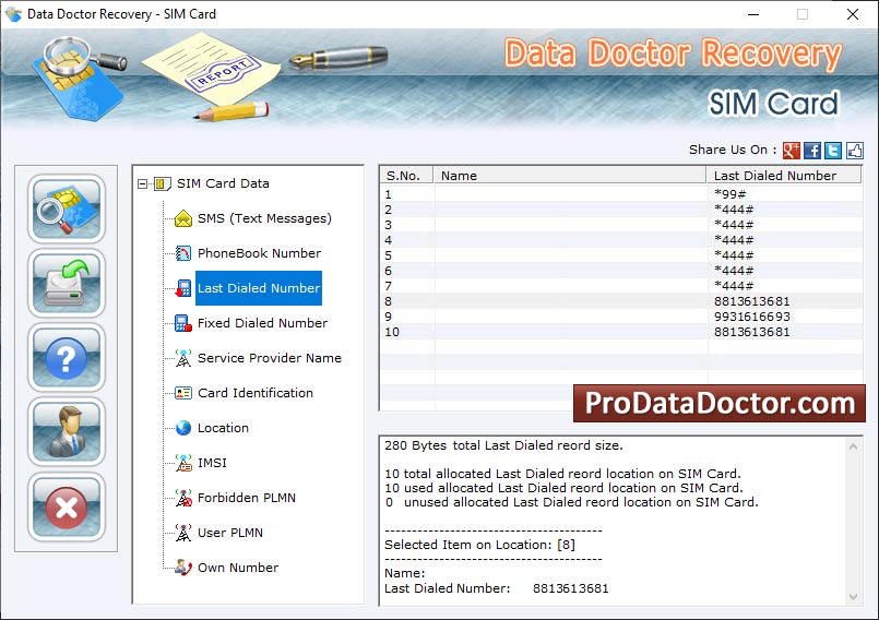 Captura de pantalla de SIM Card Data Recovery