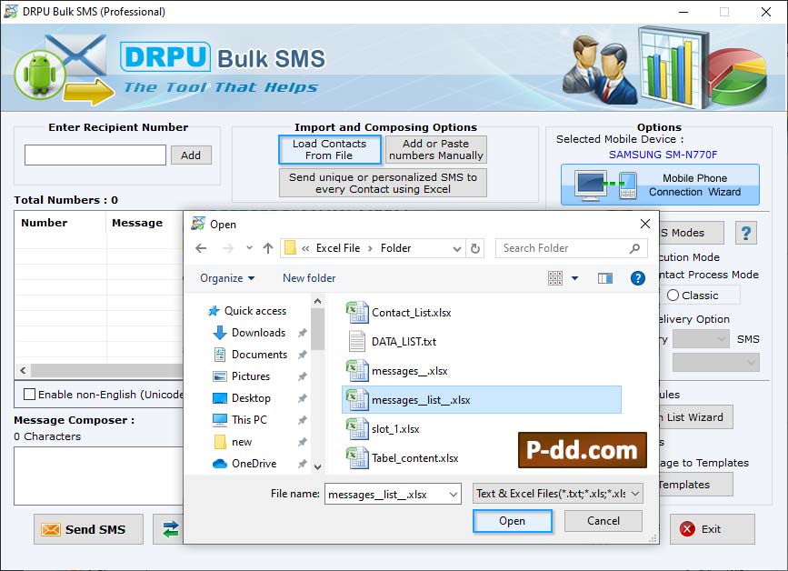 Captura de pantalla de PC to Mobile Bulk SMS Tool