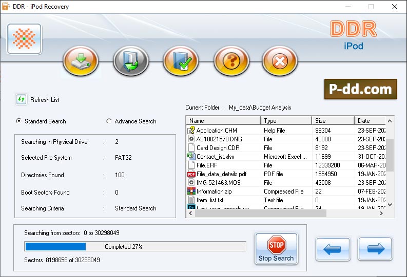 Captura de pantalla de iPod File Repair Software