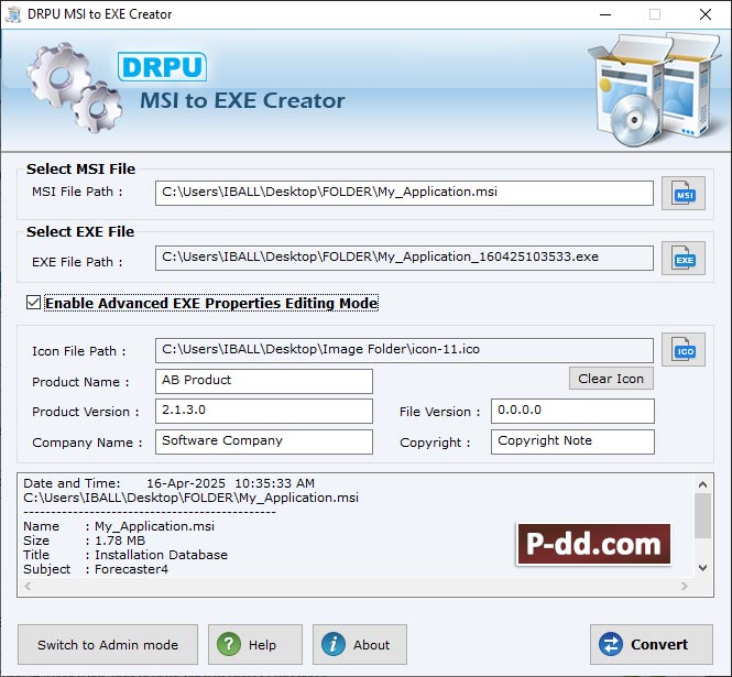 Captura de pantalla de MSI Setup to EXE Maker