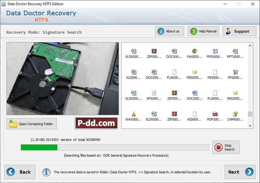 Captura de pantalla de NTFS Partition Recovery