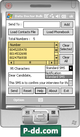 Captura de pantalla de Send SMS Using Pocket PC