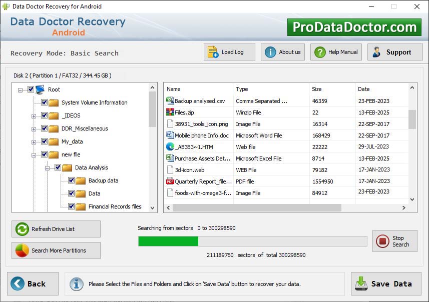 Captura de pantalla de Android Files Recovery