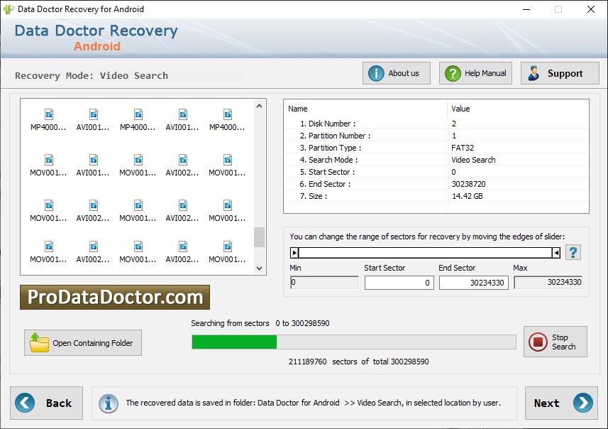 Captura de pantalla de Android Data Restore Software