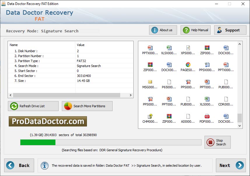 Captura de pantalla de Fat Recovery Software