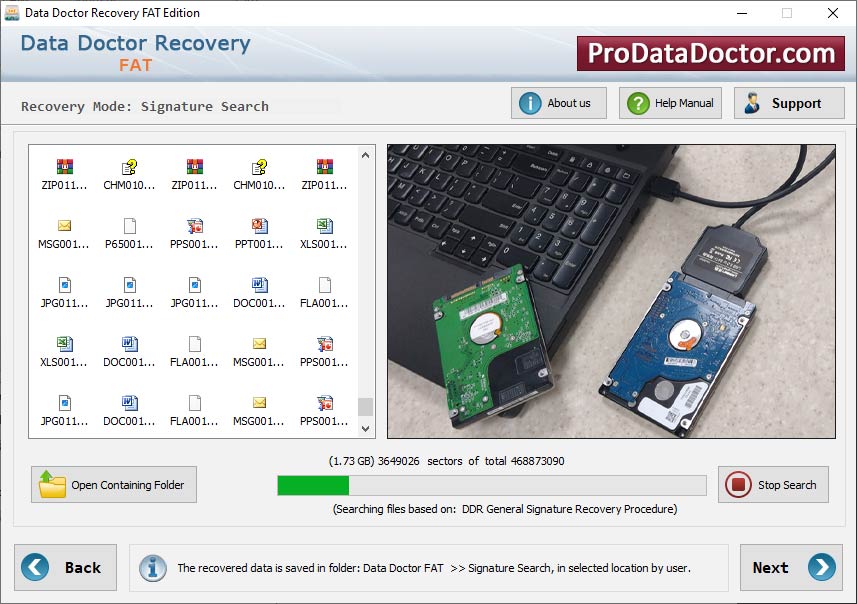 Captura de pantalla de Fat Partition Recovery Software