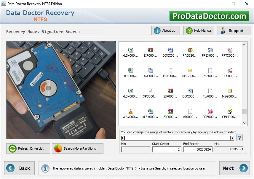 Captura de pantalla de Recovery Software NTFS