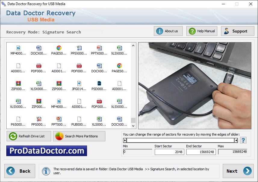 Captura de pantalla de Removable Media Data Recovery