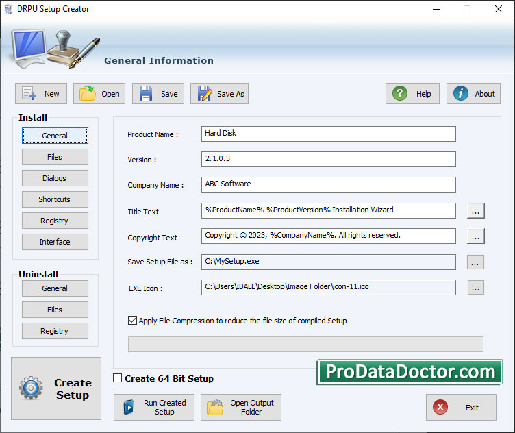Captura de pantalla de Setup Creator Software