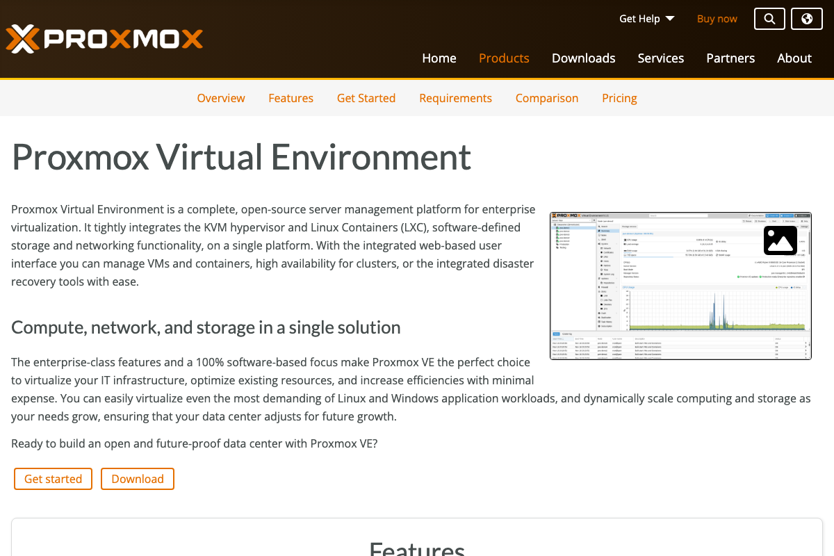 Captura de pantalla de Proxmox VE