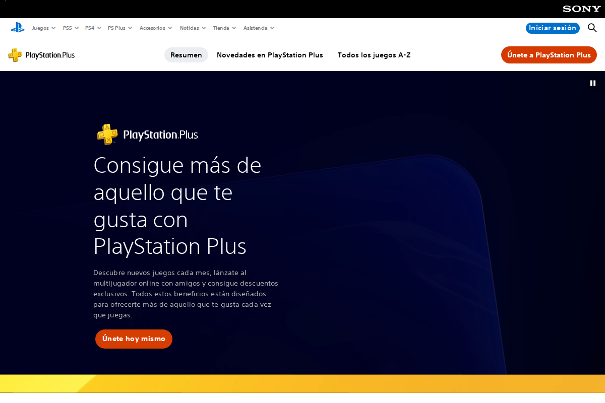 Captura de pantalla de PlayStation Plus