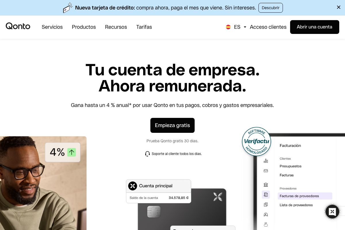 Captura de pantalla de Qonto