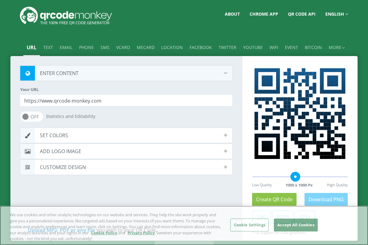 Captura de pantalla de QR Code Monkey