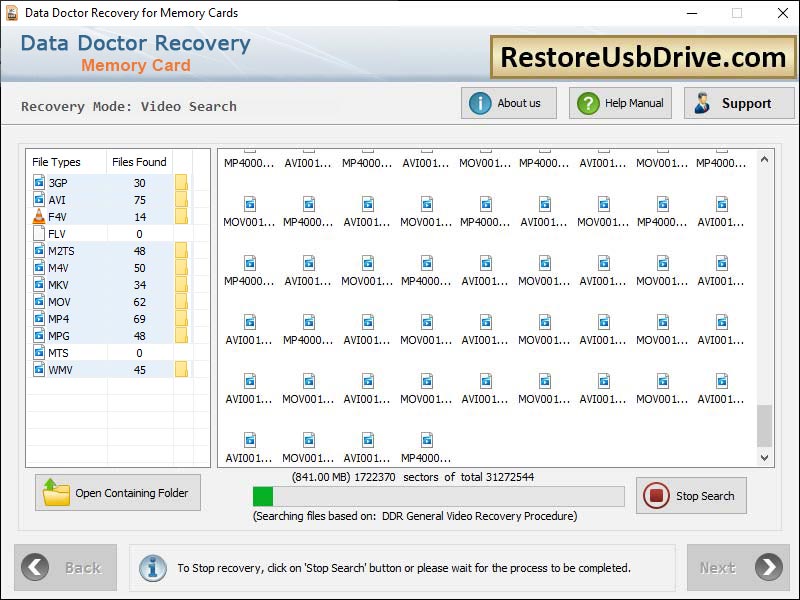 Captura de pantalla de Memory Card Data Restore