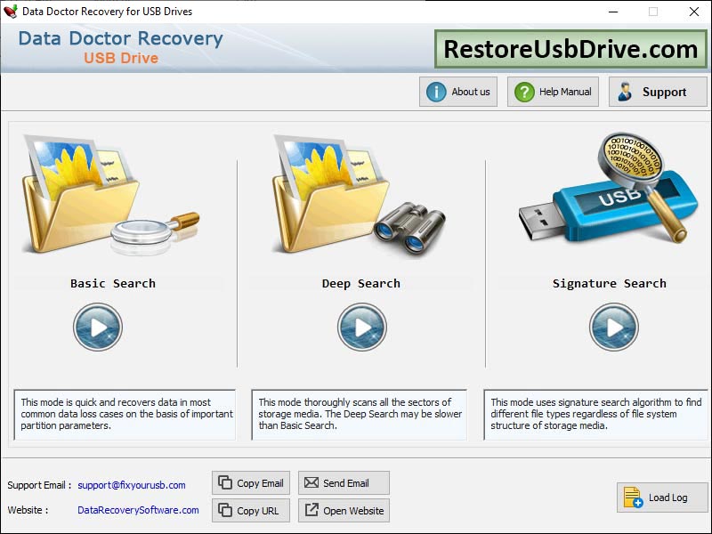 Captura de pantalla de Restore USB Drive Data