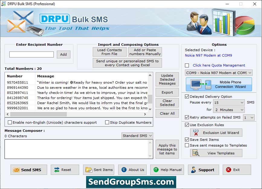 Captura de pantalla de Bulk SMS Software for GSM Mobile