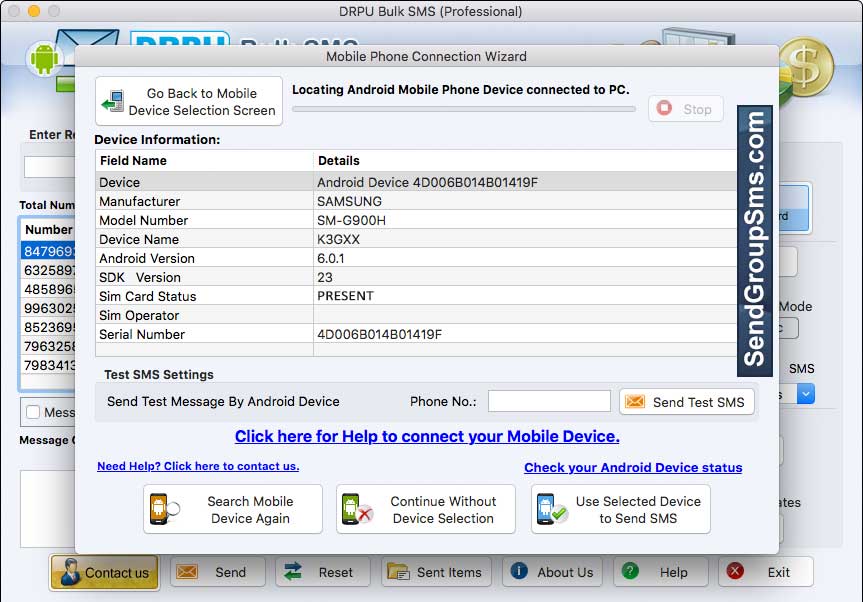 Captura de pantalla de Mac Bulk SMS