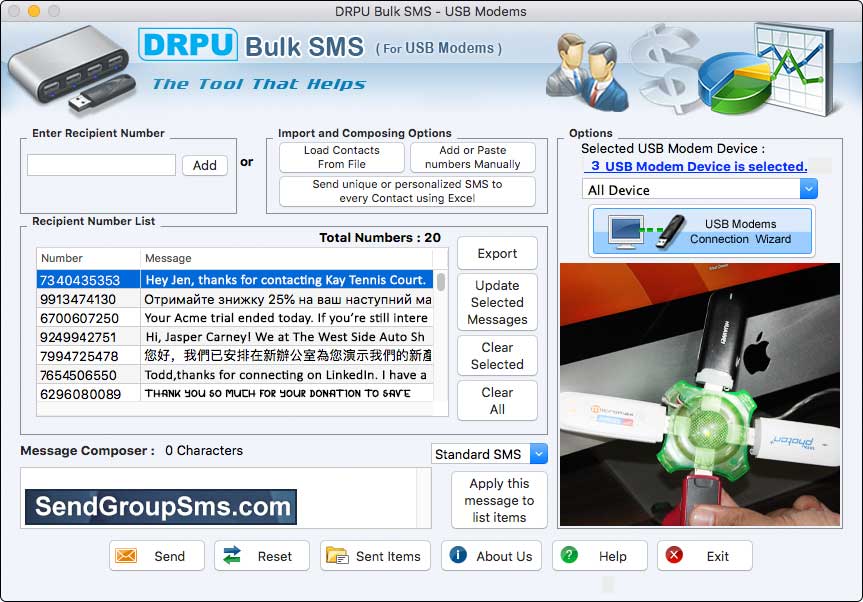 Captura de pantalla de BulkSMS for Mac