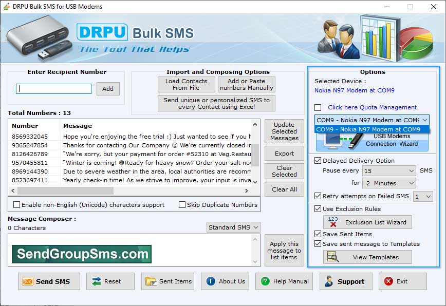 Captura de pantalla de Modem Text Messaging