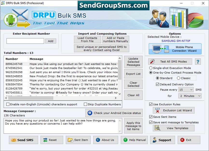 Captura de pantalla de Bulk SMS PC to Mobile